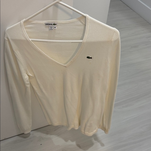 Lacoste Ivory V-Neck Pullover - Picture 1 of 3